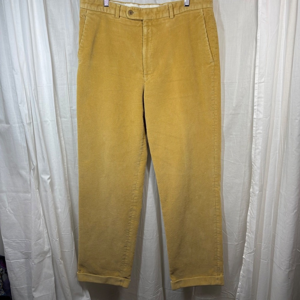 Johnstons of Elgin Corduroy Cuffed  Pants Mustard/Yellow Gold Size 38 Reg READ‎